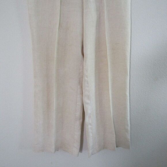 Alfani Women's Pants Large Beige Linen Pull On Wide Leg Coastal Beach Lagenlook - Picture 3 of 8